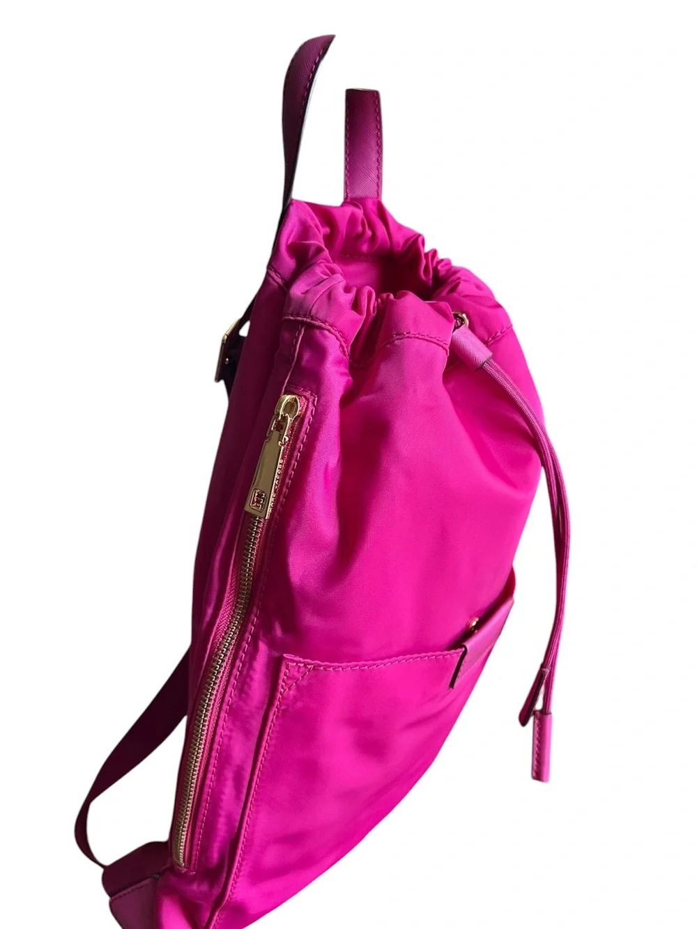 Marc Jacobs Hot Pink Nylon Drawstring Backpack Gold Hardware